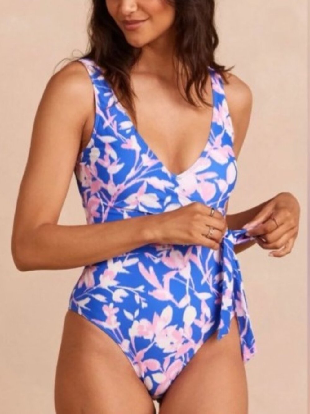 Summersalt Brand Women's size 14 Pink & Blue The Perfect Wrap One Piece Swimsuit